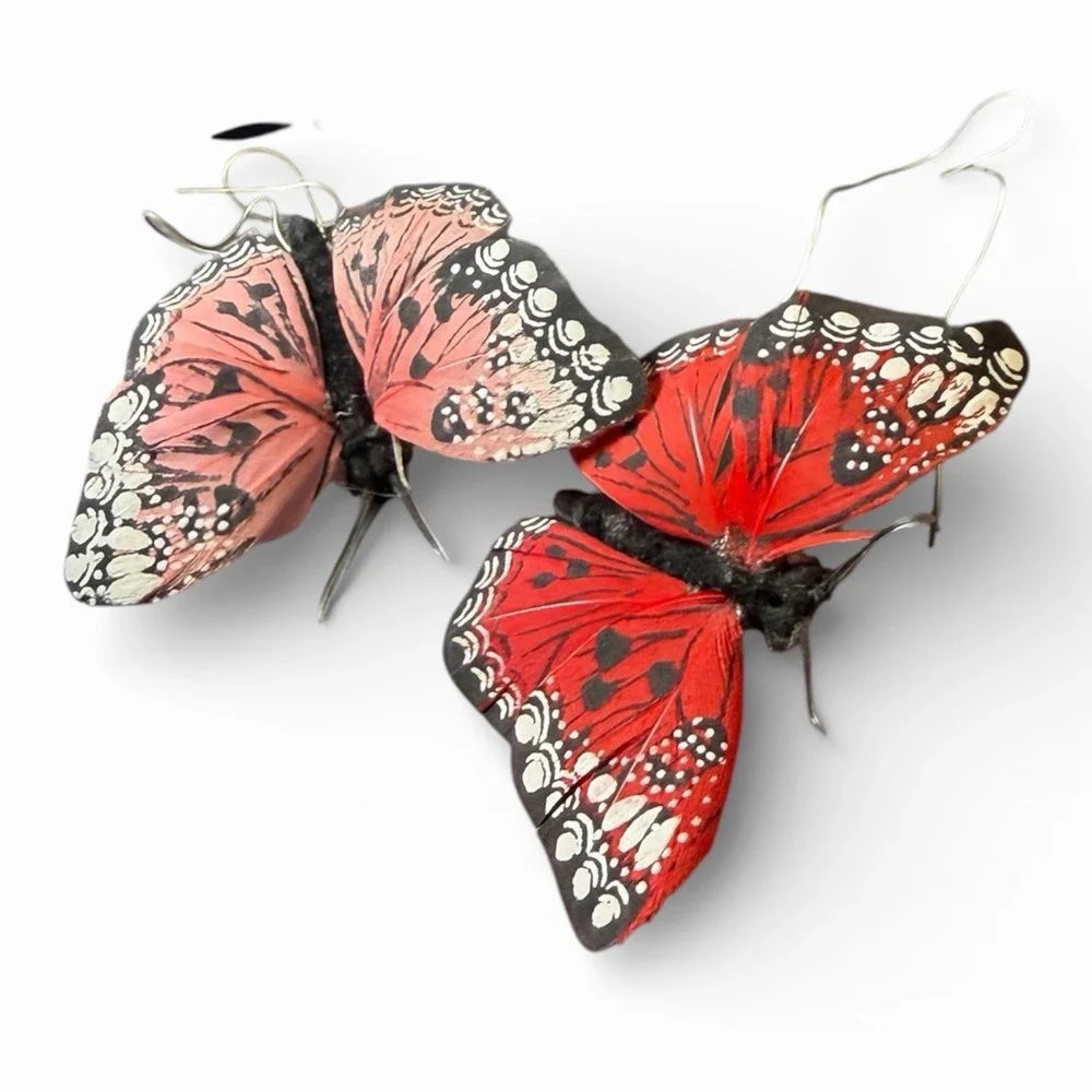 Vintage Handcrafted Feather Butterflies‎ - Lot of (2) - Use For Crafting